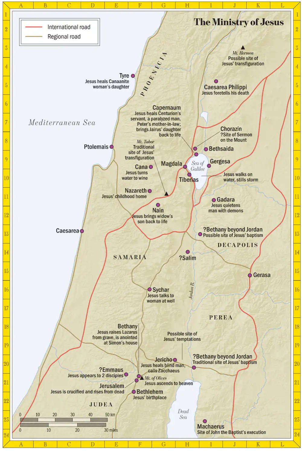 Overview map of Jesus' ministry regions