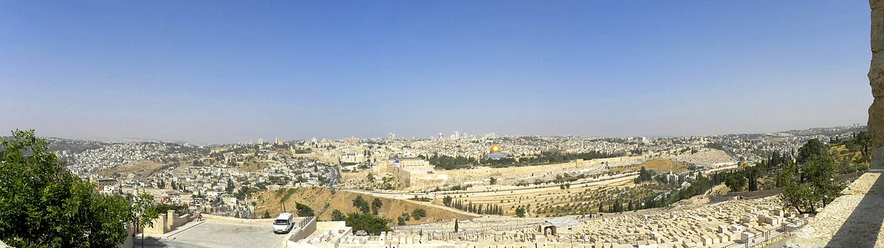 Panorama of the Old City of Jerusalem from the Mount of Olives