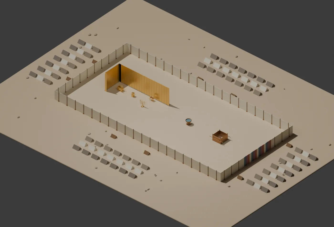 Scripture Trove's 3D tabernacle, with its outer walls cut away